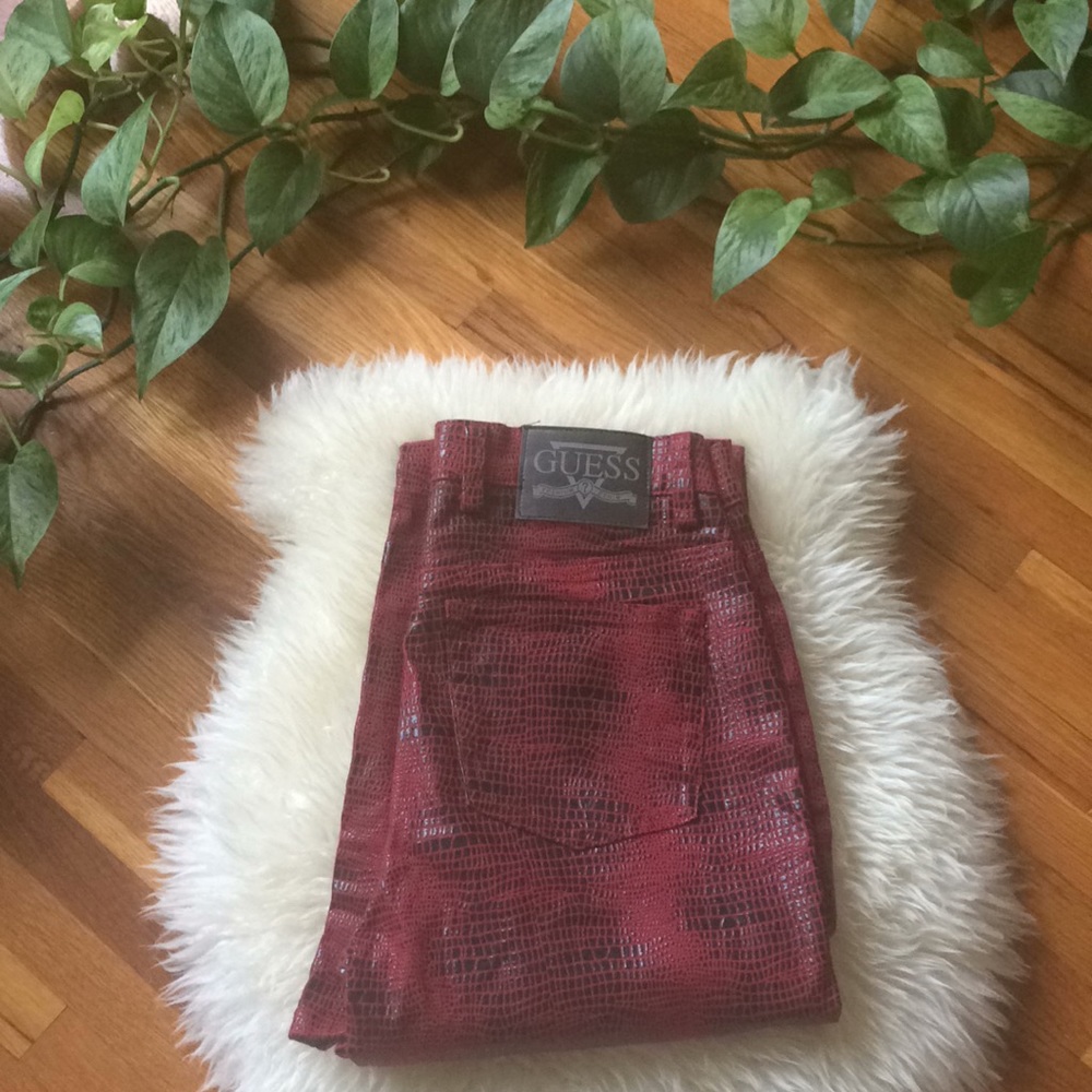 Guess red snakeskin pants sz 27!!!